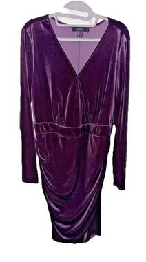 Forever 21 Plus Purple Velvet Ruched Bodycon Dress 1X